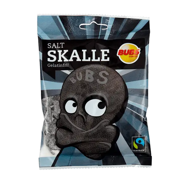 BUBS Godis Salty Skalle Liquorice Skulls Candy Sweden 90g