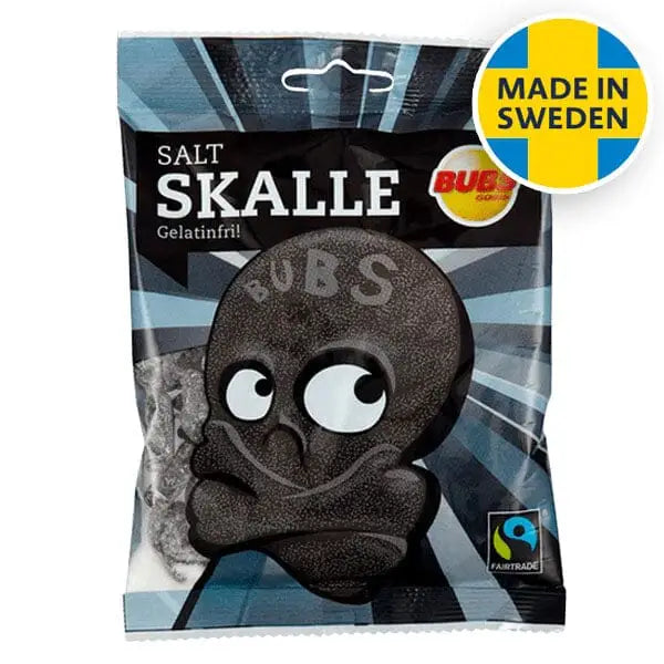 BUBS Godis Salty Skalle Liquorice Skulls Candy Sweden 90g