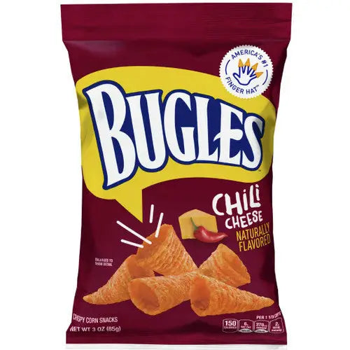 Bugles Chili Cheese Crispy Corn Snacks 3oz bag - salty snack Main image