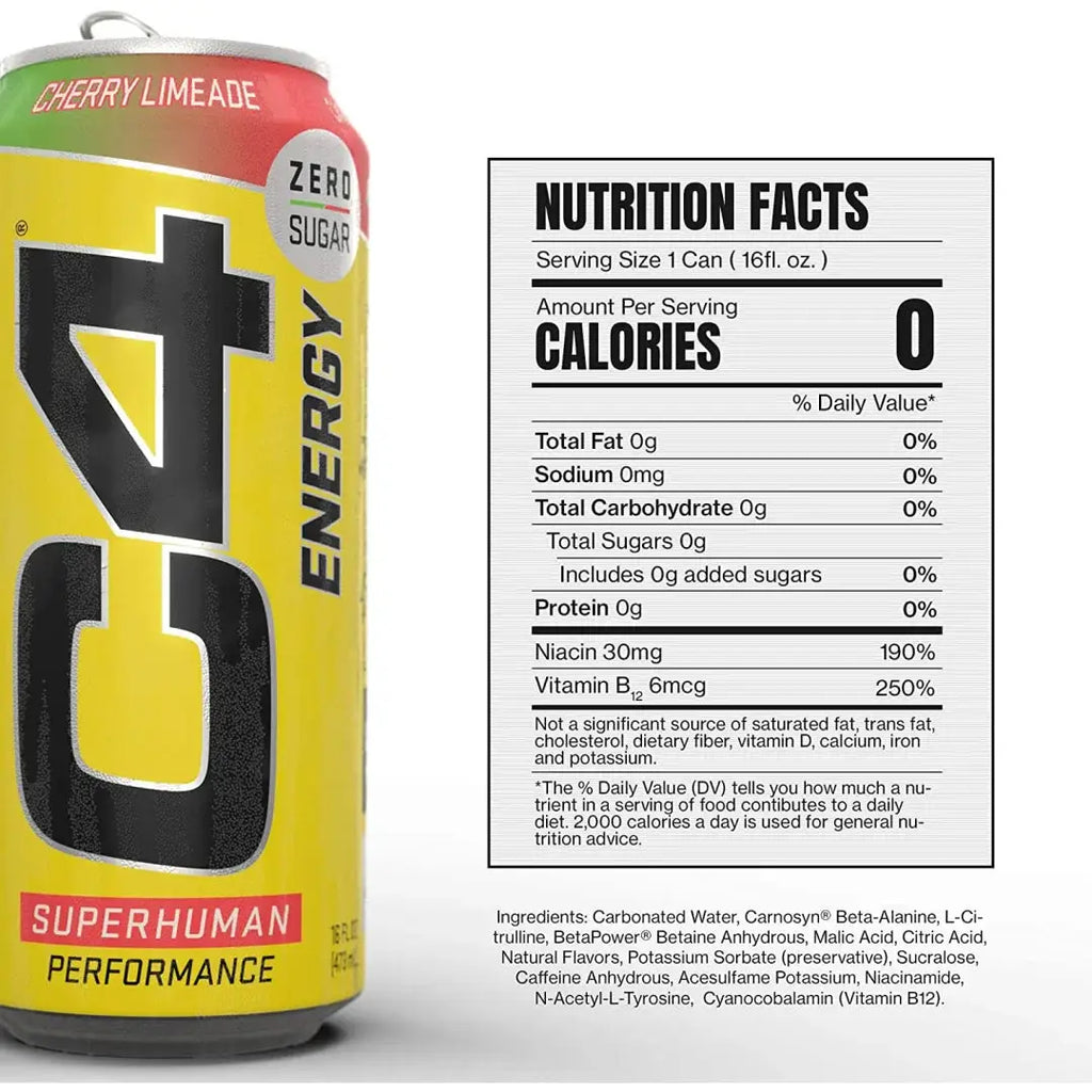C4 Energy Drink Cherry Limeade Sugar Free Pre Workout