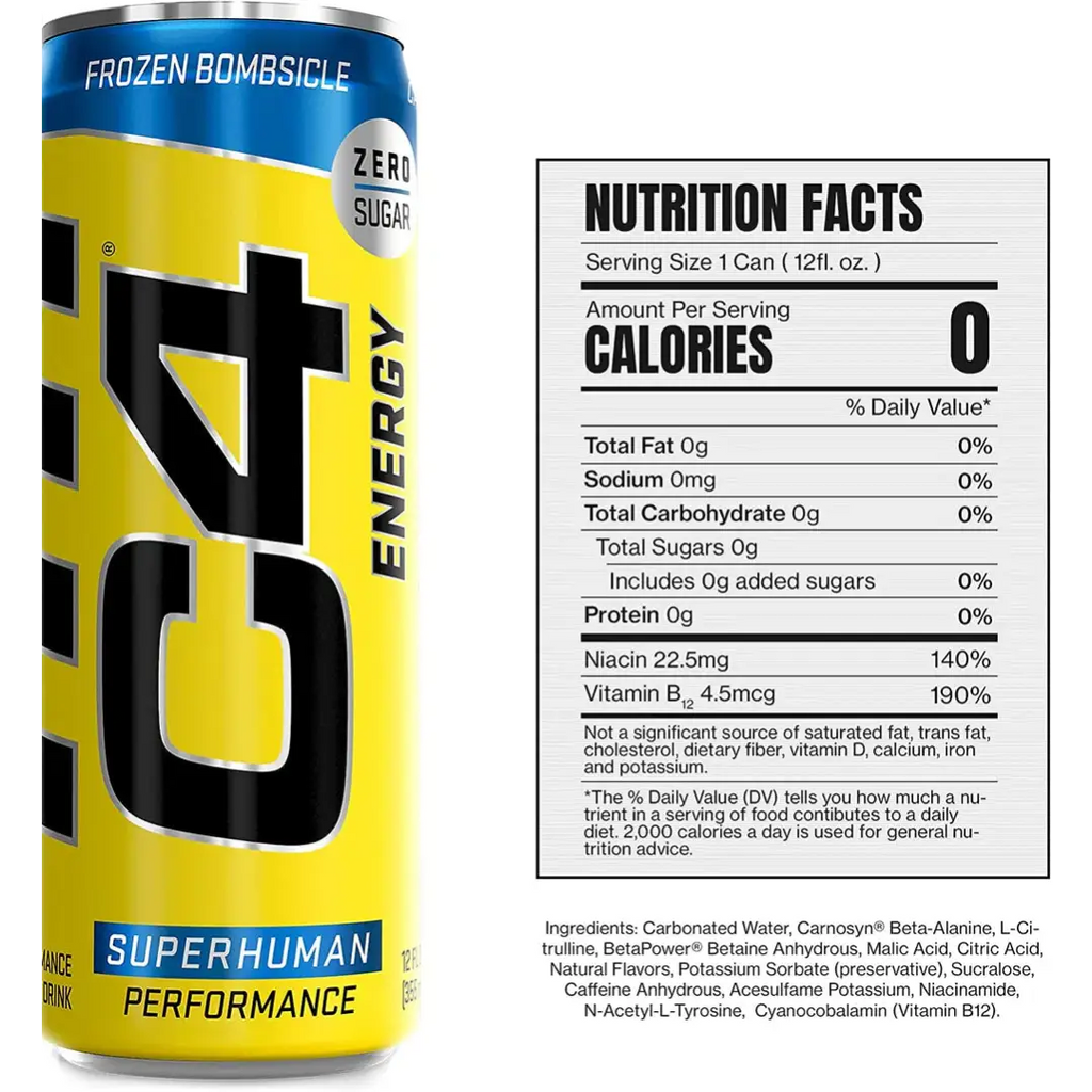 C4 Energy Drink Frozen Bombsicle Sugar Free Pre Workout
