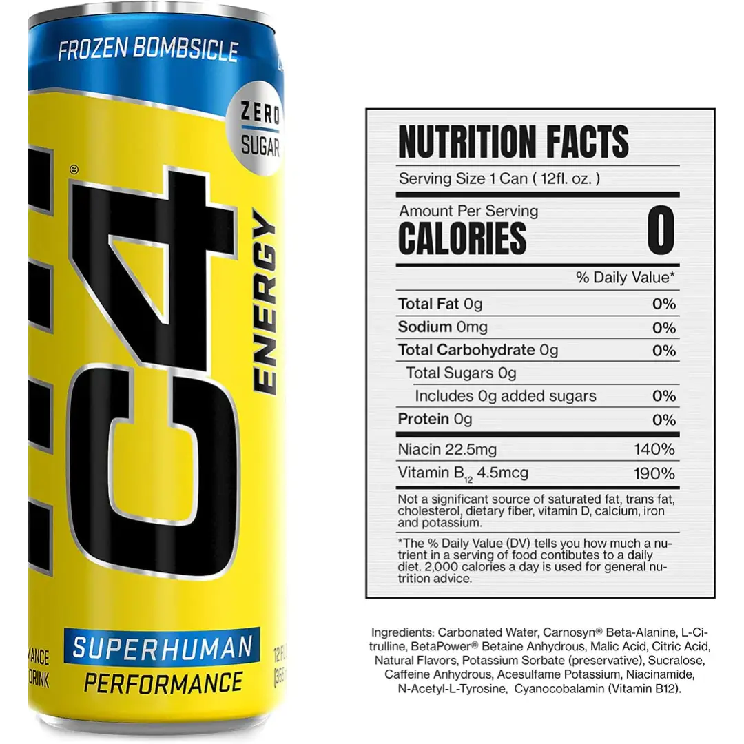 C4 Energy Drink Frozen Bombsicle Sugar Free Pre Workout