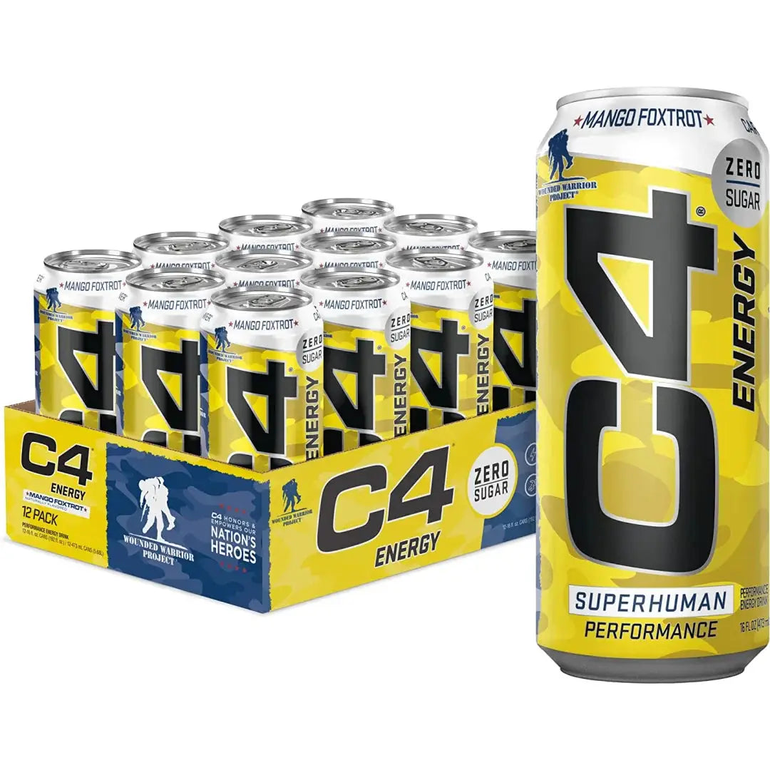 C4 Energy Drink Mango Foxtrot Sugar Free Pre Workout