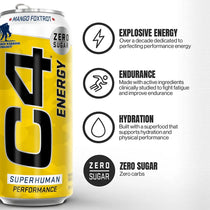 C4 Energy Drink Mango Foxtrot Sugar Free Pre Workout