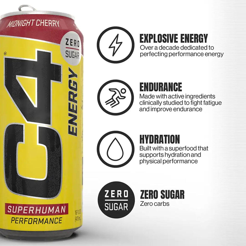C4 Energy Drink Midnight Cherry Sugar Free Pre Workout