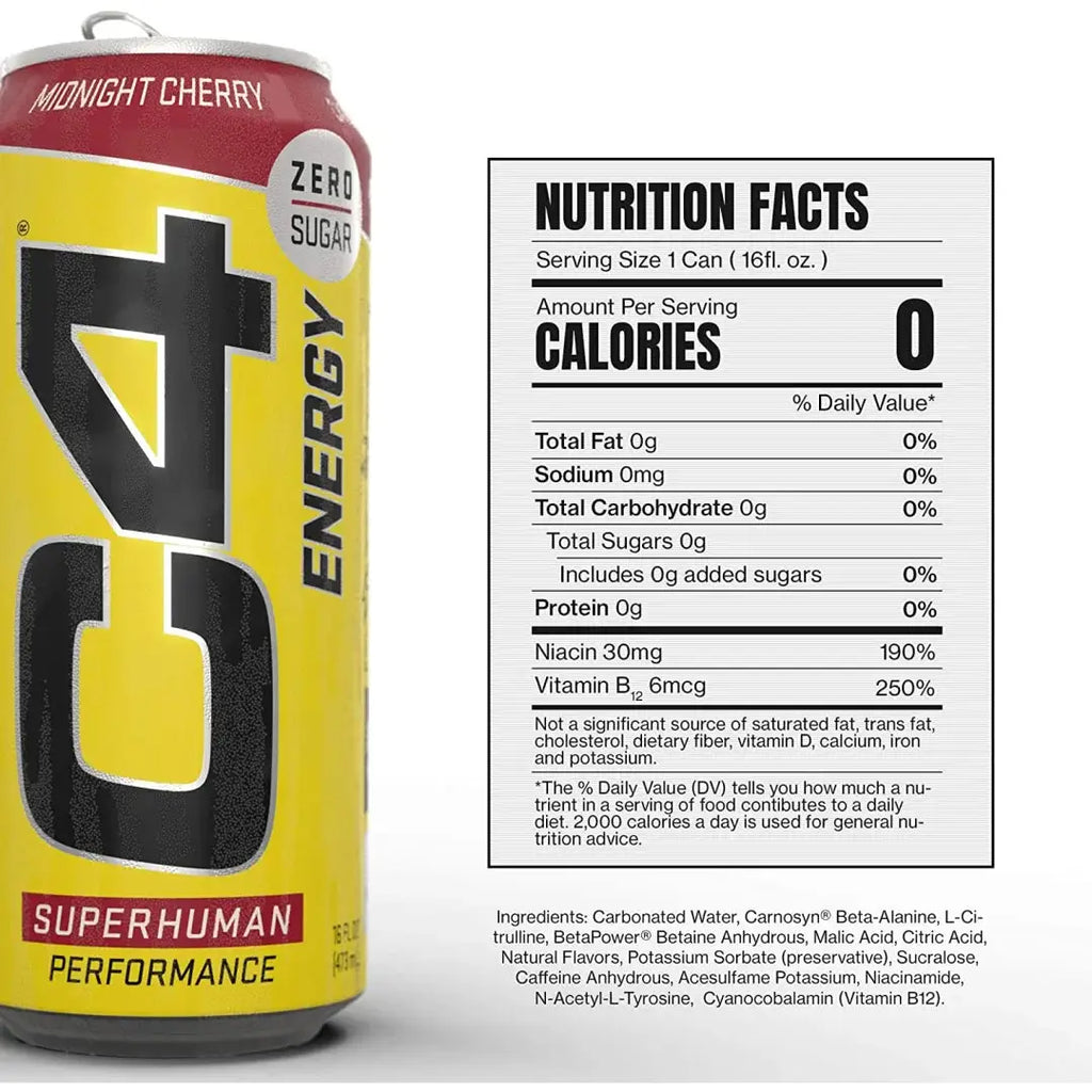 C4 Energy Drink Midnight Cherry Sugar Free Pre Workout