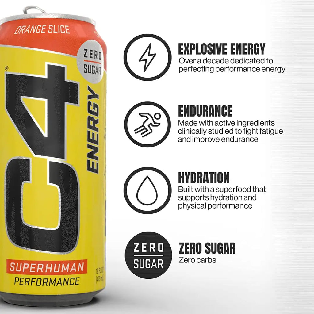 C4 Energy Drink Orange Slice Sugar Free Pre Workout