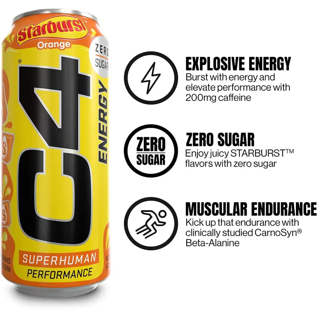 C4 Energy Drink Starburst Orange Sugar Free Pre Workout