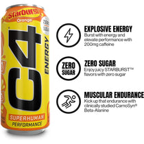 C4 Energy Drink Starburst Orange Sugar Free Pre Workout