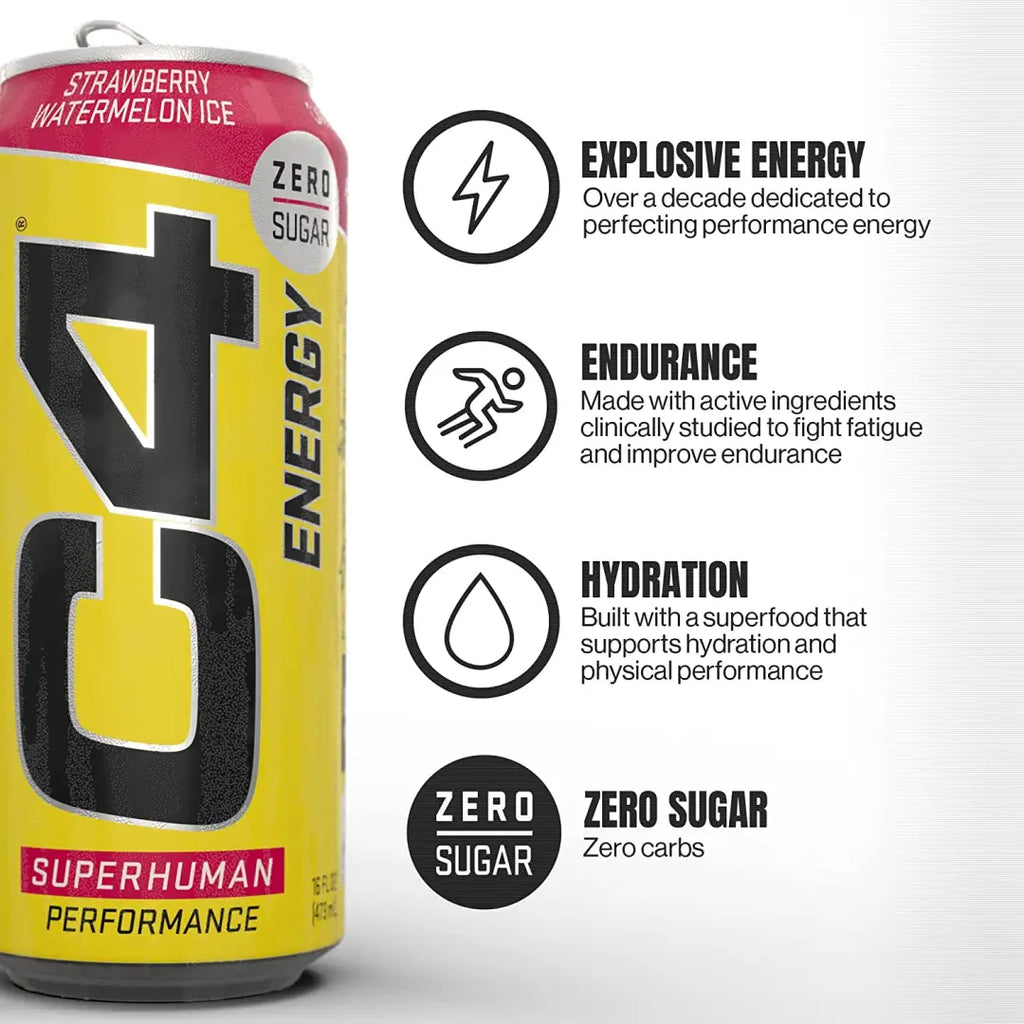 C4 Energy Drink Strawberry Watermelon Sugar Free Pre