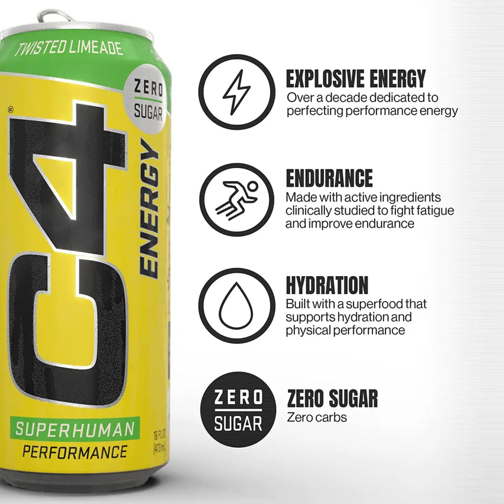 C4 Energy Drink Twisted Limeade Sugar Free Pre Workout