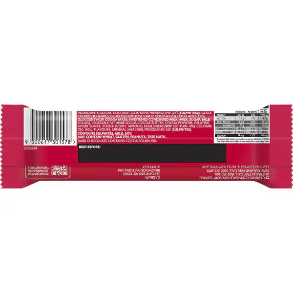 Cadbury Australia Cherry Ripe chocolate bar Twin Pack 68g