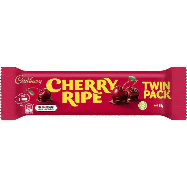 Cadbury Australia Cherry Ripe chocolate bar Twin Pack 68g