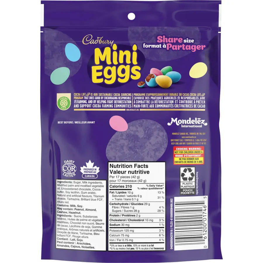 Cadbury Canada Chocolatey Candy Eggs Family pack - 380 g