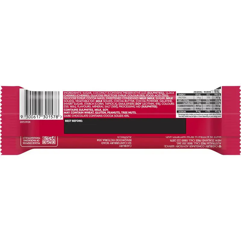 Cadbury Australia Cherry Ripe Twin Pack Bar 68g case 36