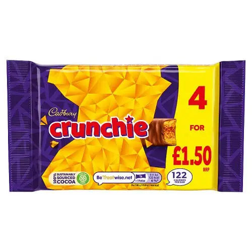 Cadbury Crunchie - Pouch with 4 x 26.1g mini bars UK 104.4g