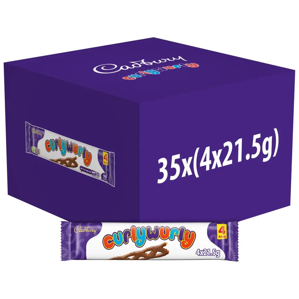 Cadbury UK Curly Wurly 4 Pack Multipack 86g, case 35ct