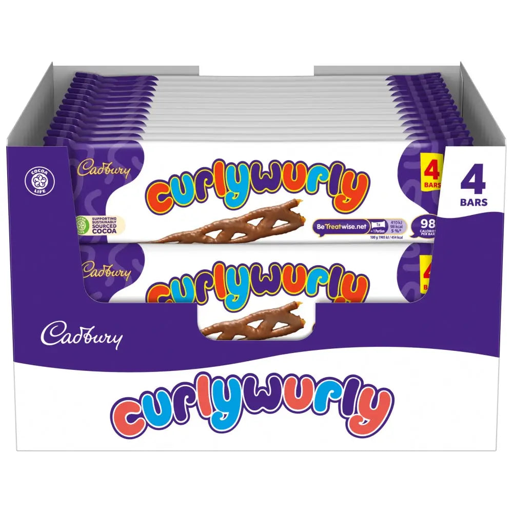 Cadbury UK Curly Wurly 4 Pack Multipack 86g, case 35ct