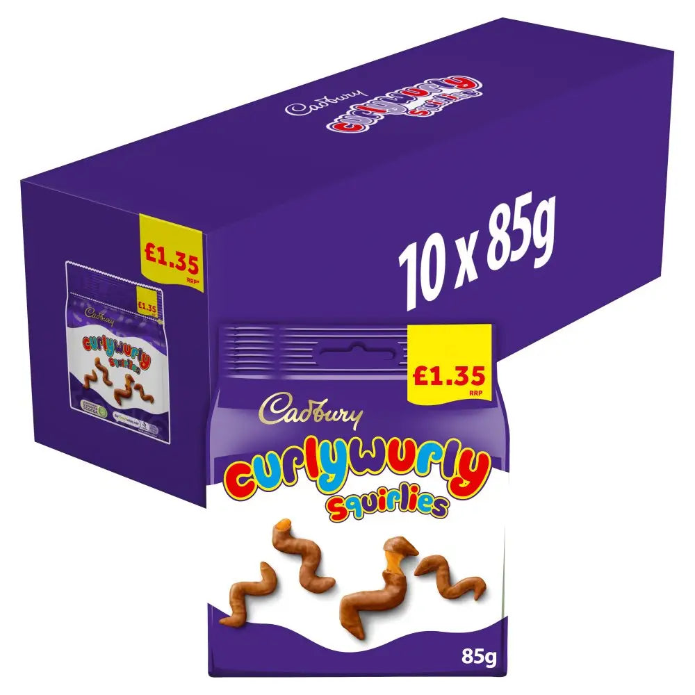 Cadbury Curly Wurly Squirlies Chocolate Bag 85g case 10