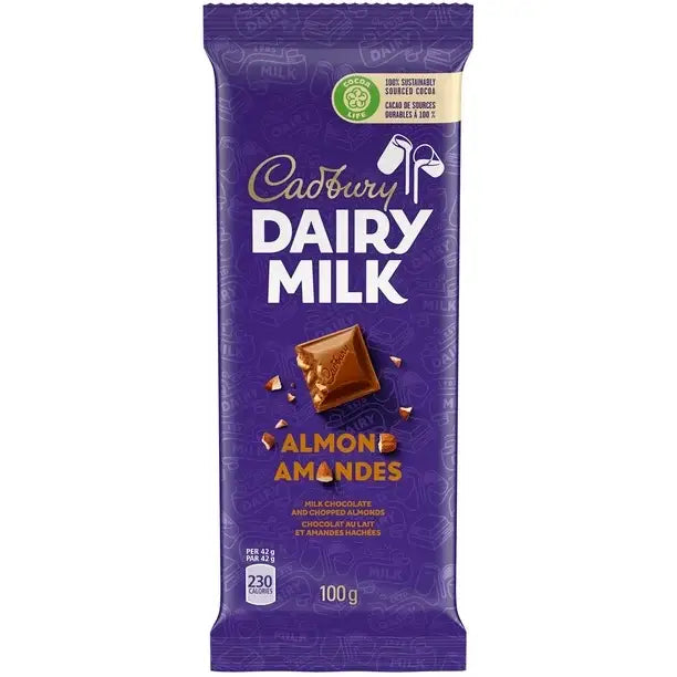 Cadbury Dairy Milk Almond Chocolate Bar Case 100 g x 21
