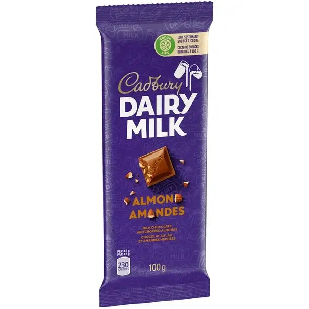 Cadbury Dairy Milk Almond Chocolate Bar Case 100 g x 21