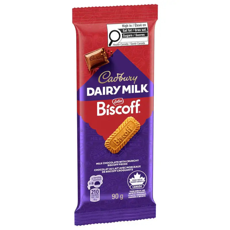 Cadbury Dairy Milk Biscoff Chocolate Bar 90g, case 21ct