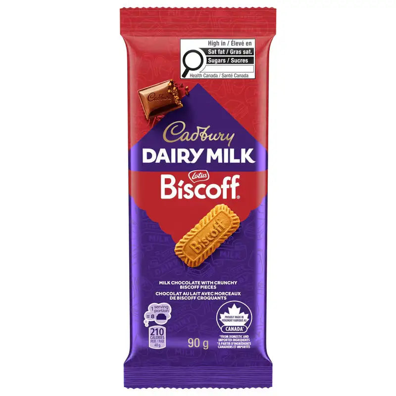 Cadbury Dairy Milk Biscoff Chocolate Bar 90g, case 21ct