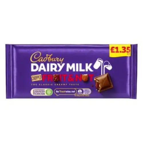 Cadbury Dairy Milk Fruit & Nut UK 95g case 22ct - candy Bar