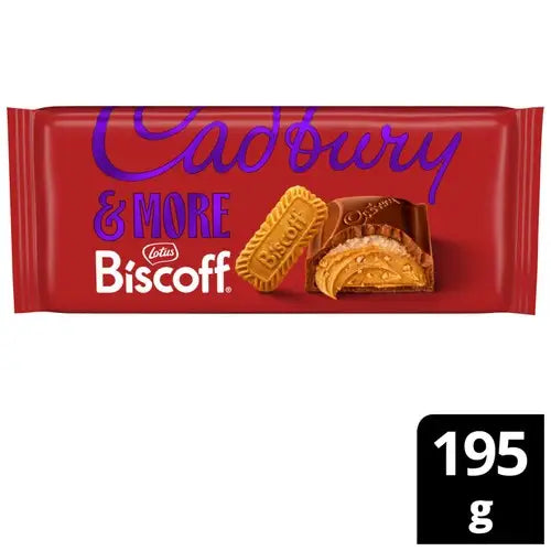 Cadbury UK Dairy Milk & More Biscoff 195g - Chocolate