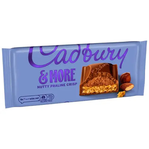 Cadbury UK Dairy Milk & More Nutty Praline Crisp 180g Case
