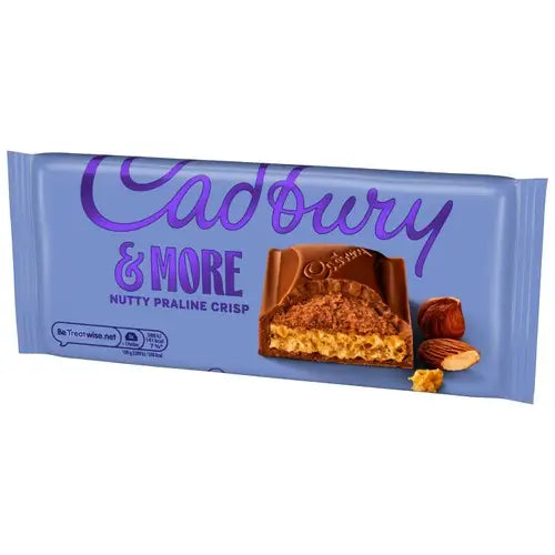 Cadbury UK Dairy Milk & More Nutty Praline Crisp 180g Case