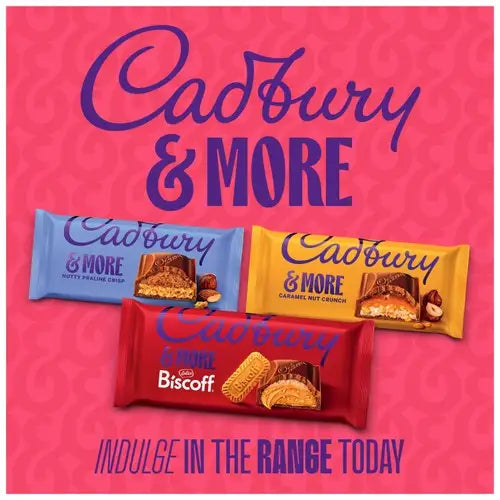 Cadbury UK Dairy Milk & More Nutty Praline Crisp 180g Case