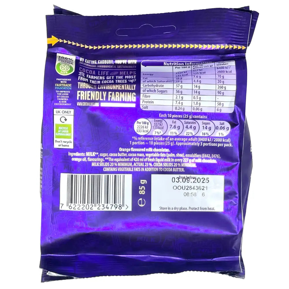 Cadbury Dairy Milk Orange Giant Buttons (UK) - 85g case 10