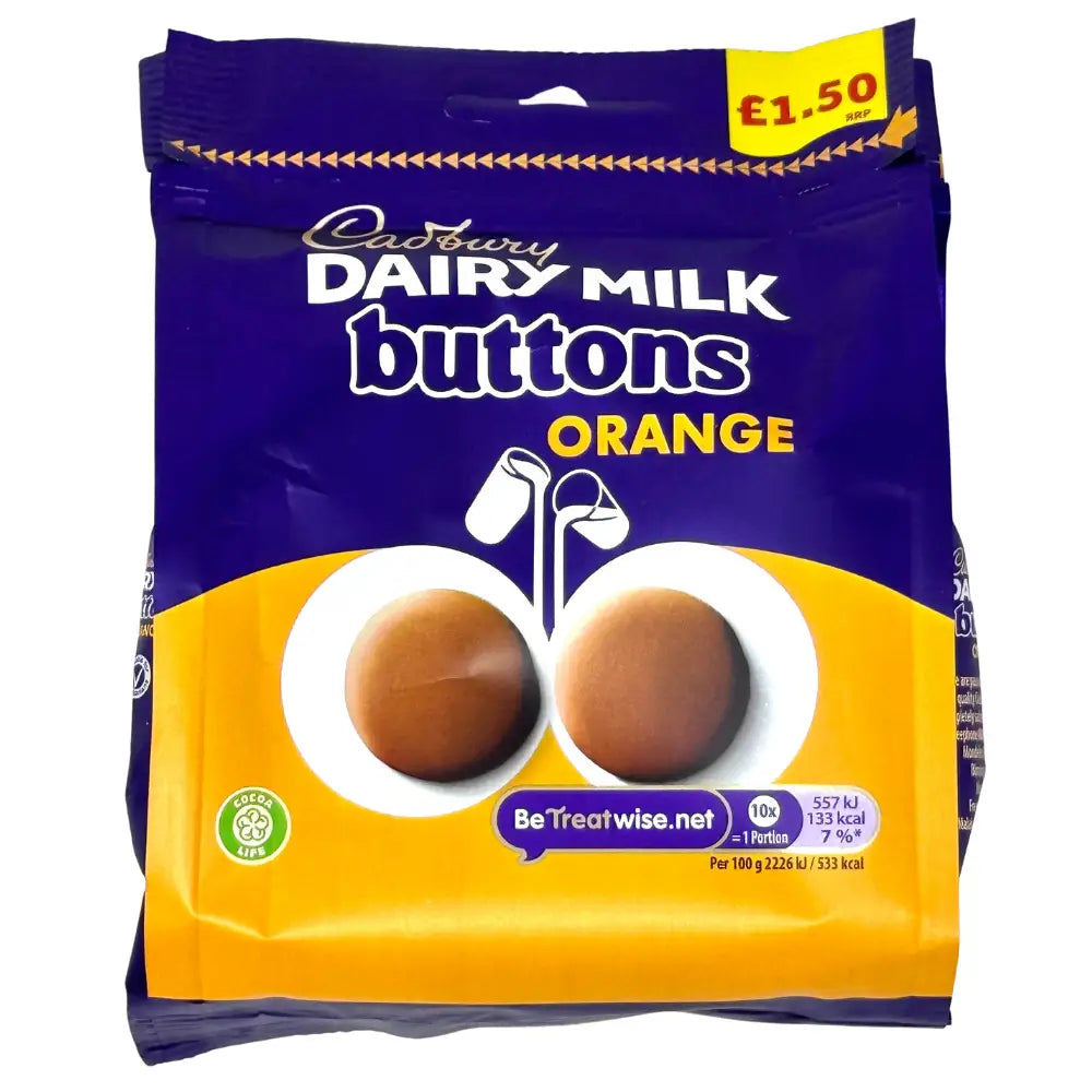 Cadbury Dairy Milk Orange Giant Buttons (UK) - 85g case 10