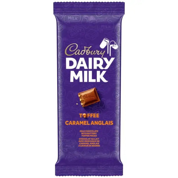 CADBURY DAIRY MILK Toffee Chocolate Bar 90 g,case 21 count