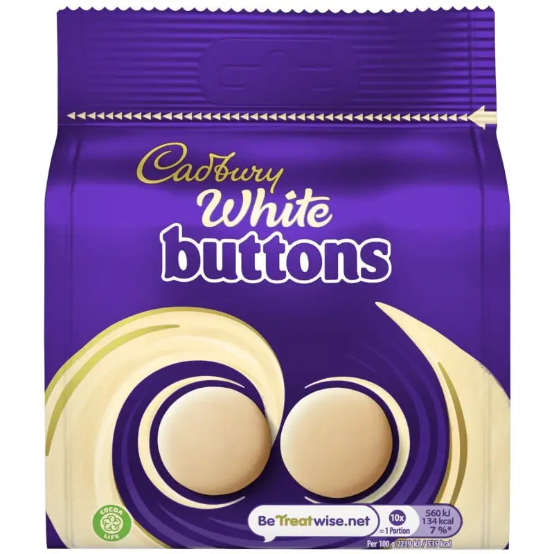 Cadbury UK Dairy Milk White Giant Buttons 95g case of 10