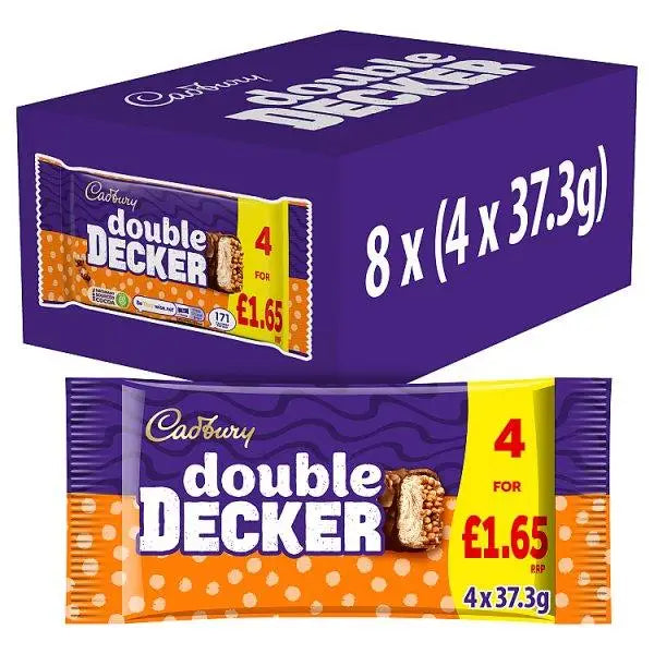 Cadbury Double Decker Chocolate Bar 4 Pack Multipack UK