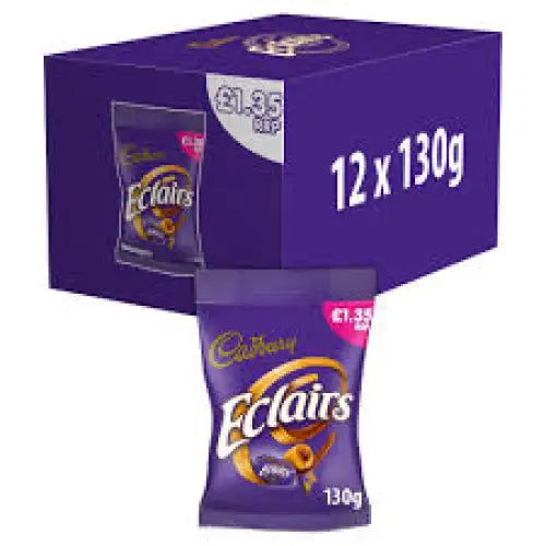 Cadbury Eclairs Chocolate Bag UK 130g case 12 count - candy