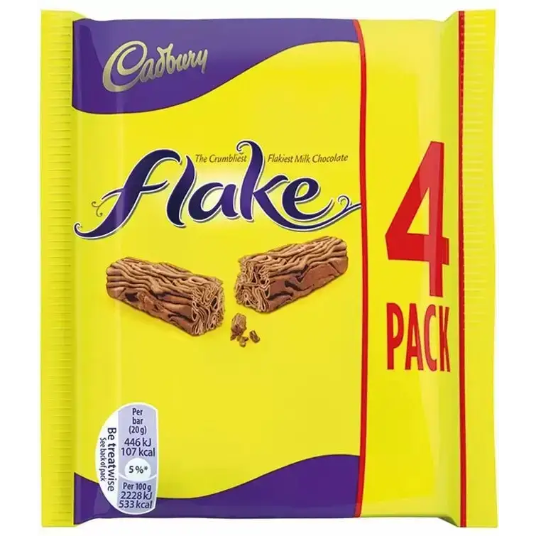 Cadbury Flake 20g x 4pack UK 80g Case of 20 - candy bar