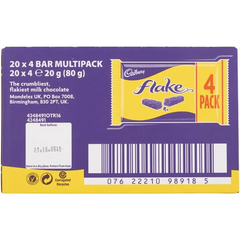 Cadbury Flake 20g x 4pack UK 80g Case of 20 - candy bar