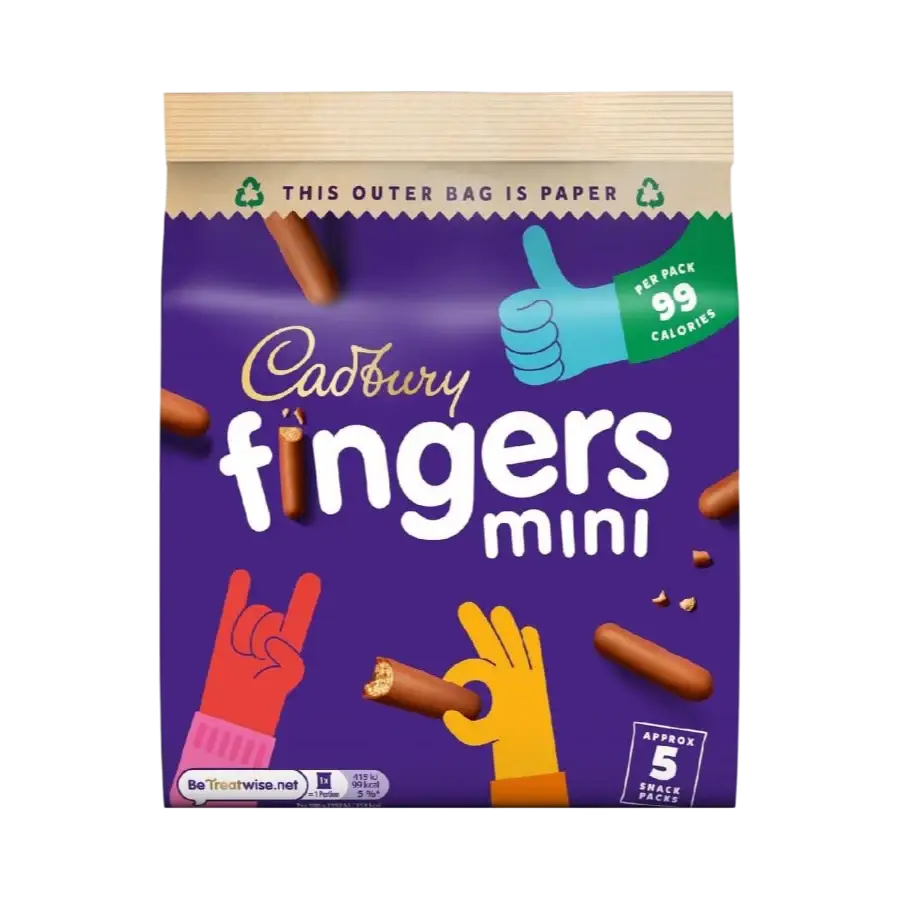 Cadbury Mini Fingers Snack Pack UK (5 x 19.3g),96.5g Case