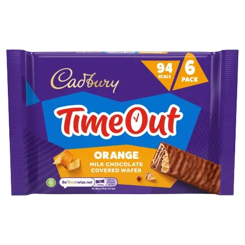 Cadbury Timeout Orange Milk Chocolate Covered Wafer (6 x