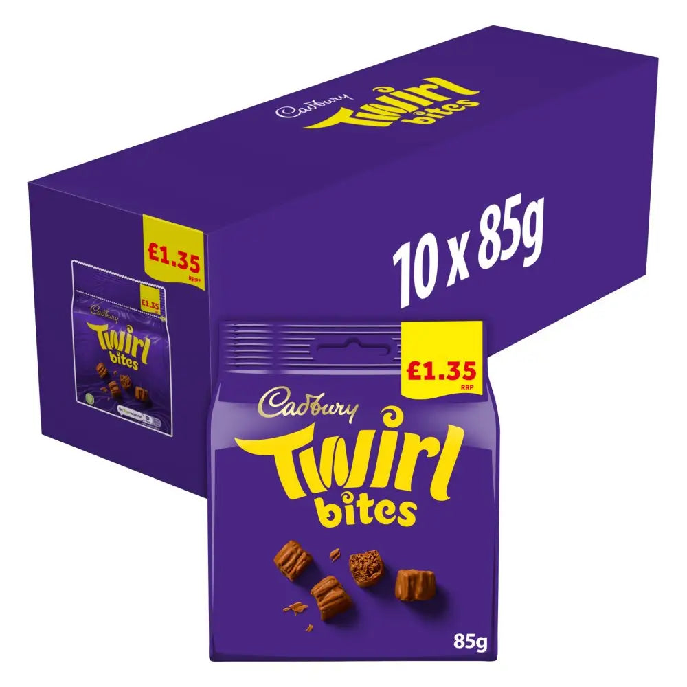 Cadbury Twirl Bites UK 85g bag case 10 count - candy