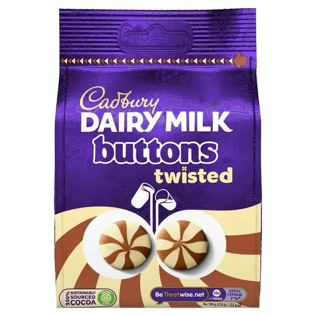 Cadbury UK Dairy Milk Giant Buttons Twisted Pouch 100g,