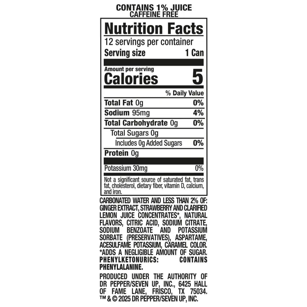 Canada Dry Strawberry Zero Sugar Ginger Ale 12 Fl Oz Cans