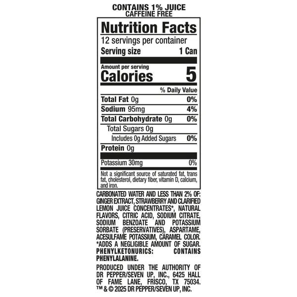 Canada Dry Strawberry Zero Sugar Ginger Ale 12 Fl Oz Cans