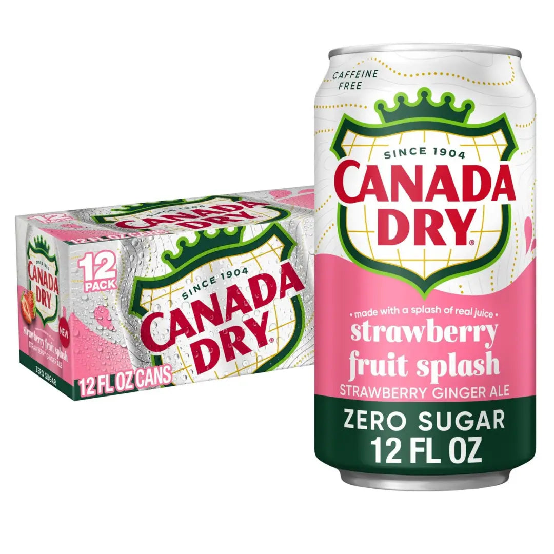 Canada Dry Strawberry Zero Sugar Ginger Ale 12 Fl Oz Cans
