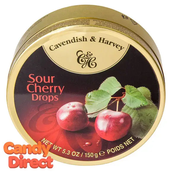 CAVENDISH & HARVEY SOUR CHERRY DROPS 1.75 OZ TIN