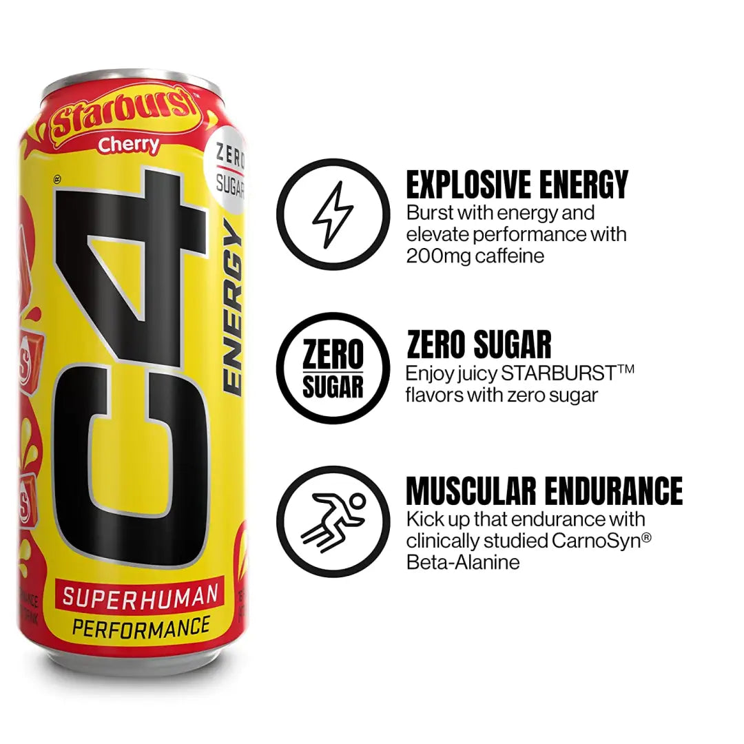 Cellucor C4 Energy Drink Starburst Cherry Carbonated Sugar