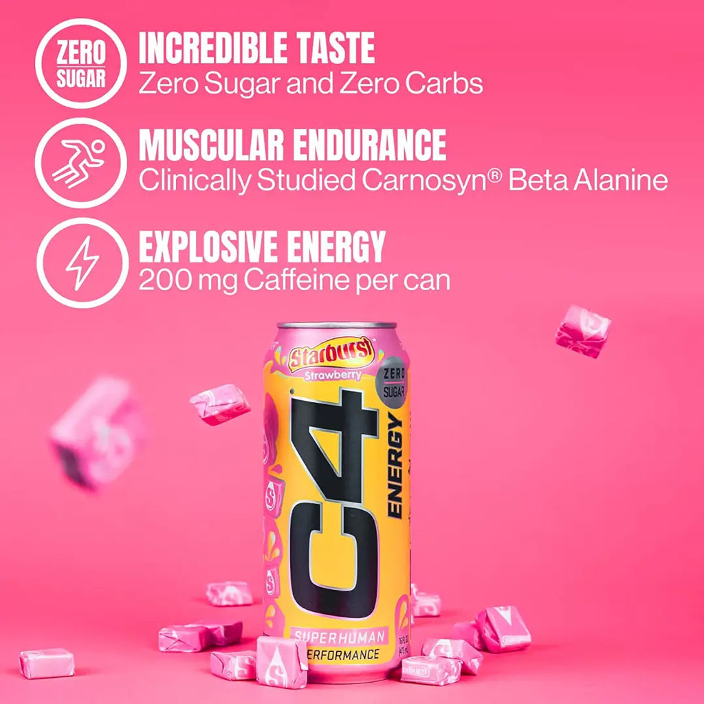 Cellucor C4 Energy Drink Starburst Cherry Carbonated Sugar